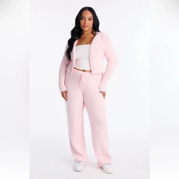 Jenna Cozy Pant Set Pink Two Piece Set Plus Size 3X - Picture 3 of 3